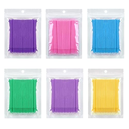 600Pcs Micro Brushes Disposable Applicator 6 Color