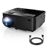Proyector,DBPOWER T20 Proyector Portátil,LED LCD Mini Proyector 1080P con cable HDMI USB / SD / VGA / AV / Laptop-Negro