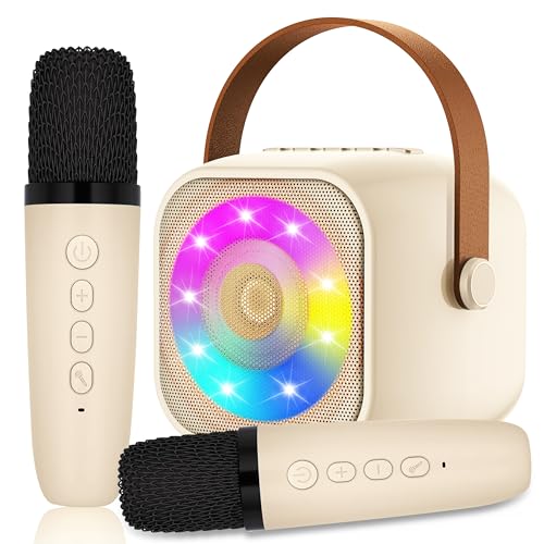 Karaoke 2 Microfonos, Karaoke Máquina para Niños y Micrófonos Inalámbricos, Altavoz Bluetooth Portátil para Adultos y Niñas, Regalo para Fiestas en Casa/Regalos/Juguetes