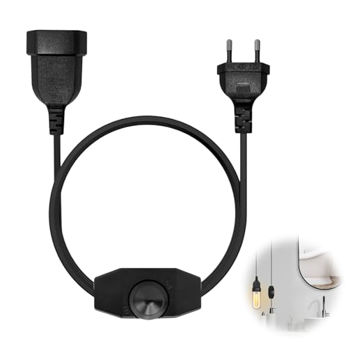 BosuLai Regulador LED con Interruptor, Alargador de Enchufe Europeo de 150 cm, Dimmer Lámparas LED 220-240V, Cable Extensión Regulador Rotativo, Interruptor Dimmer para Lámparas LED