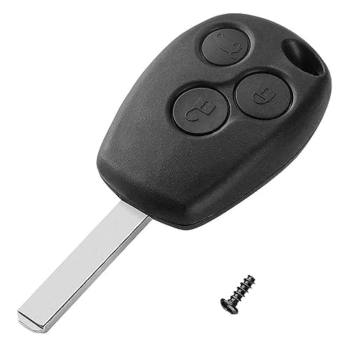 OcioDual Coque de Cle de Voiture, Etuí Télécommande 3 Boutons Compatible avec Clio, Kangoo, Modus, Twingo, Trafic Master, Télécommande avec Lame Vierge,...