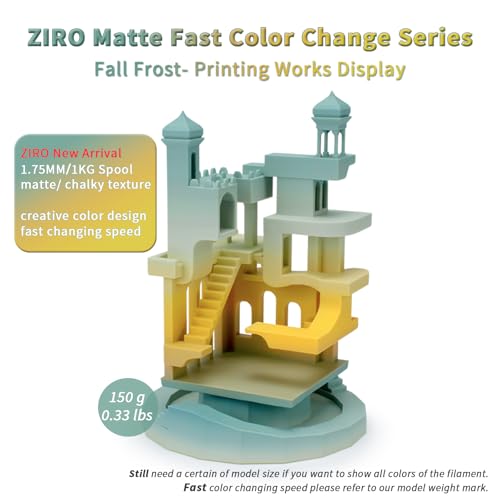 Image of ZIRO 3D Printer Filament, Fast Color Change Filament 1.75mm, Color Gradient Material, Rainbow PLA Filaments, Dimensional Accuracy + /- 0.03mm, Fit Most FDM Printer 1KG Spool, Fall Frost (Matte)