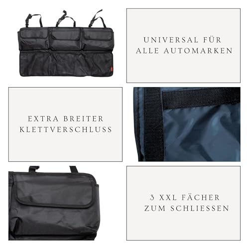 NoGuZ - 2er Set Premium Kofferraumtasche inkl. Organizer (verstärkte Ausführung) - Auto Faltbox 35 Liter & Kofferraum-Tasche für Rückbank mit viel Stauraum - Autotasche faltbar als Aufbewahrungsbox