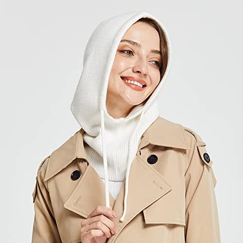 Facecozy Winter Hats for Women, Wool Blend Hooded Scarf Hat for Women Balaclava Knit Skull Cap Beanie Hat Men Neck Gaiters - Image 8