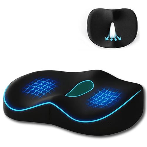 Cojin Coxis, Cojin Silla Oficina de espuma con Memoria, para Alivio Presión en Caderas, Cojín Antiescaras, Ortopédico, Cojín Ergonómico Viscoelásitco oficina y Silla de ruedas, Cojín hemorroides