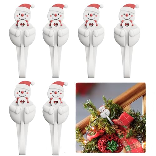 6 PCS Christmas Garland Hangers for Mantle Garland Hooks, Christmas Fireplace Stocking and Garland Hanger, Reusable Adhesive Wreath Hooks for Xmas Door Frame Staircase Decoration (White)