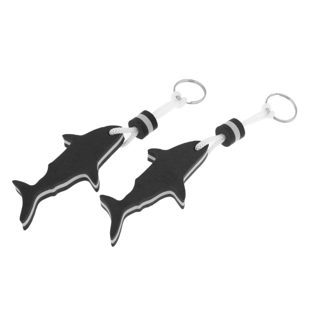 ALCXAZS Durable Yachting Key Chain Attached With Strong Lanyard Suitable For Seaside And Outdoor Water Activities Shark Floating Keychain Boating Key Ring Kayak Holder, Black
