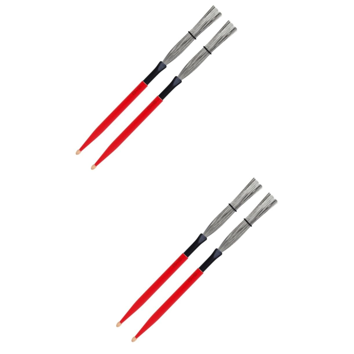 Abaodam 2paia Bacchette Per Batteria Legno Acero Spazzole Acciaio Carbonio Per Jazz e Pratiche Musicali Antiscivolo Da Accessorio Per Musicisti e Insegnanti