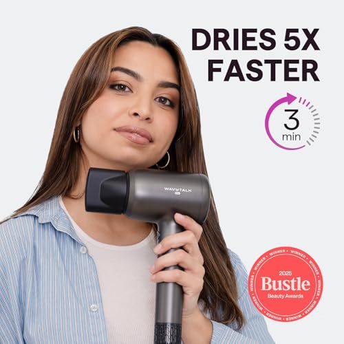 Image of Hair Dryer, Wavytalk Turblow Pro Fast Drying Blow Dryer with Diffuser, High Speed Hair Dryer with 110,000 RPM, Pro Negative Ions for Reduces Damage, Frizz Smoothing, 3 Speeds & 3 Temps, Matte Grey