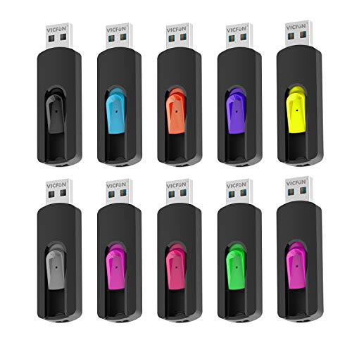 VICFUN Lot de 10 clés USB 2.0 rétractables 32 Go Multicolore Cover