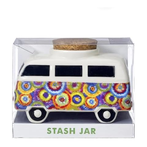 FASHIONCRAFT Vintage Bus Stash Jar - Colorful Flower Burst Design Cover