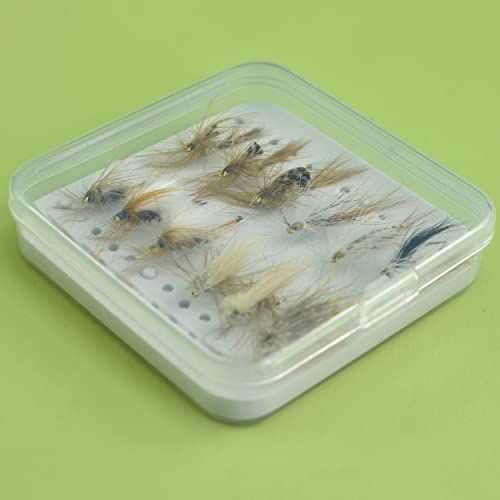 YAZHIDA | Fly Fishing Fly Fishing Set | Dry Fly | Wet | Nymph | One Mini Fly Box | (Elk Hair csddis/royal trude)