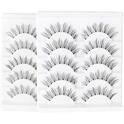 KFZR 10 Pairs False Eyelashes Lashes Natural Look Reusable Fake Eyelashes Handmade 3D Black (807) Cover