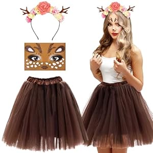 Vibbang Reno Conjunto de Falda, Disfraz Mujer Carnaval, Falda Tul Mujer, Tutu Niña & Diadema Mujer, Disfraz para Fiestas Temática Carnaval Cosplay