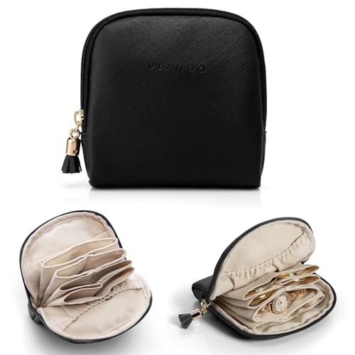 Vlando Small Travel Jewelry Organizer,Jewelry Pouch Bags,Velvet Jewelry Storage Bag for Bracelet Rings Earring,Portable Jewelry Travel Case for Travel