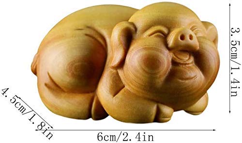 Statue Cochon Zodiaque Bois Chinois Feng Shui Figurine Décoration 1029 - 6