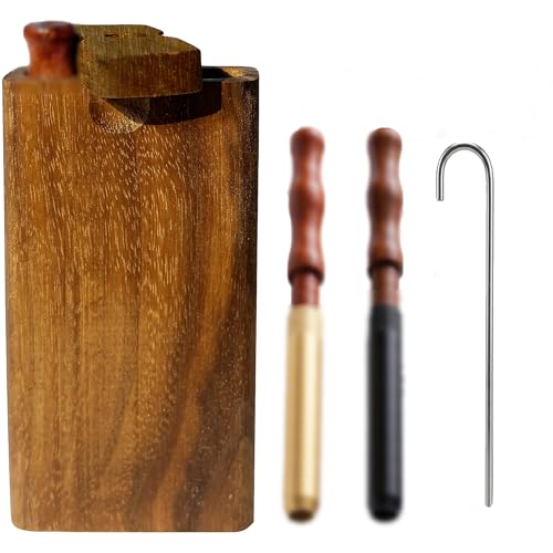 SNBYT One Hitter Box & 2pcs Black and Gold Pressable Type, Handmade Walnut Storage Box, Lid...