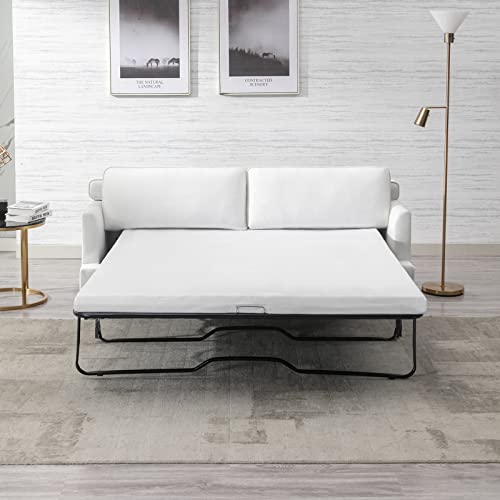 Mjkone Pull Out Sofa Bed, 2 In 1 Sleeper Couch With Sponge Mattress, Loveseats Sleeper Sofa With Solid Wood Legs, Pull Out Couch Bed Fitting Living Room/Apartment/Bedroom (Beige) #TOP1