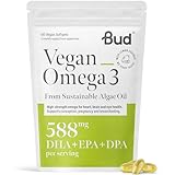 Vegan Omega 3 Supplements - High-Strength DHA EPA & DPA - Premium Plant-Based Algae Oil Omega 3 - Omega Supports Brain, Eye & Heart Health - 60 Omega 3 Vegan Capsules (1 Month Supply)