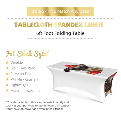 Housse de table rectangulaire extensible 1,8 m élasthanne imprimé carlin pour réception - 6