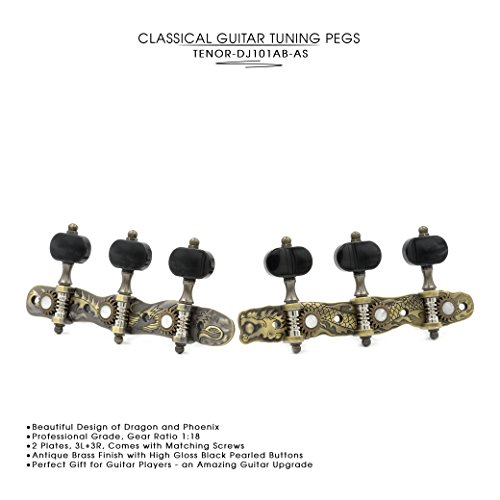 DJ101AB-AS TENOR Classical Guitar Tuners"Dragon and Phoenix" Professional Tuning Key Pegs/Machine Heads for Classical or Flamenco Guitar. - Thumbnail 5