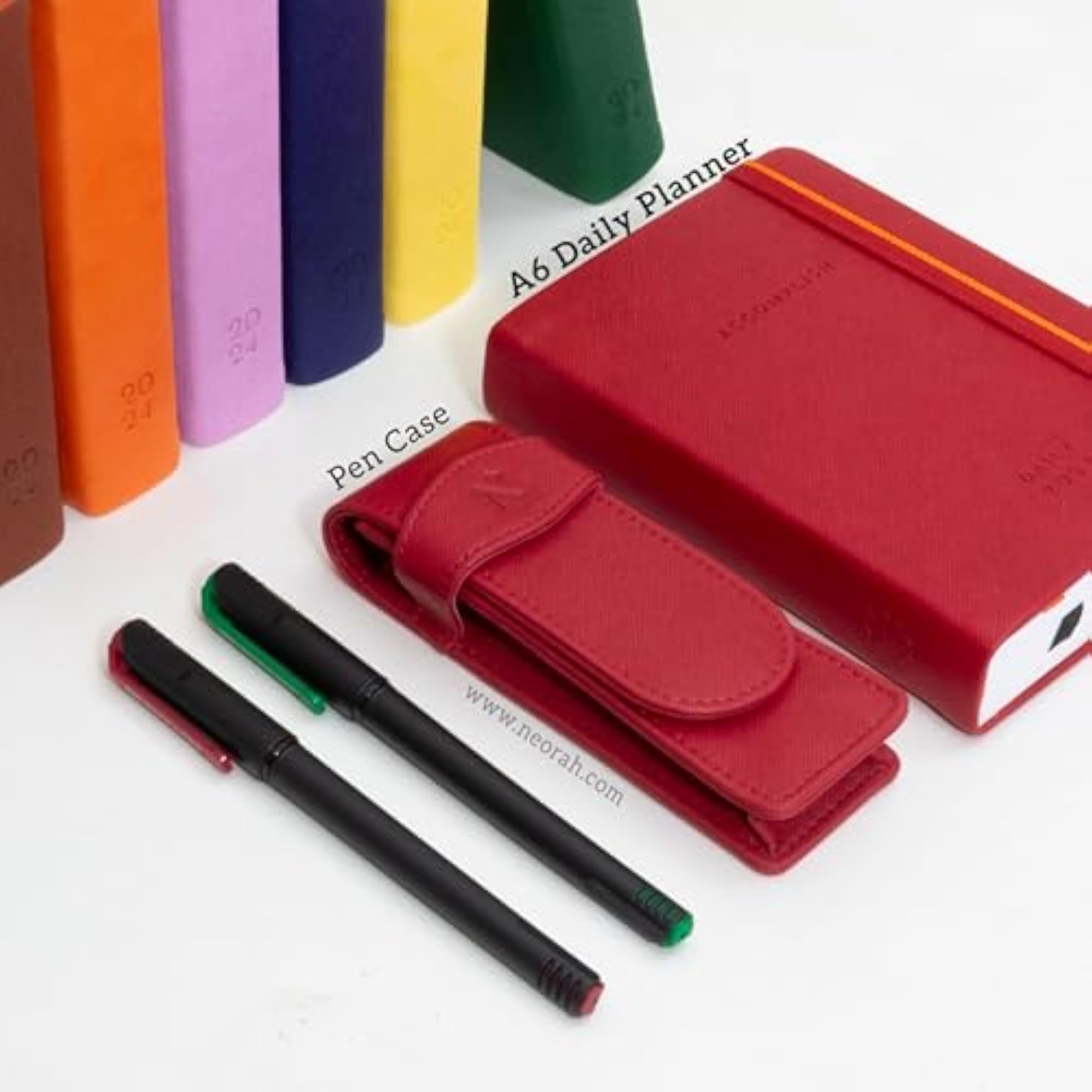 Faux Leather Handcrafted Double Pen Pouch, Portable Case