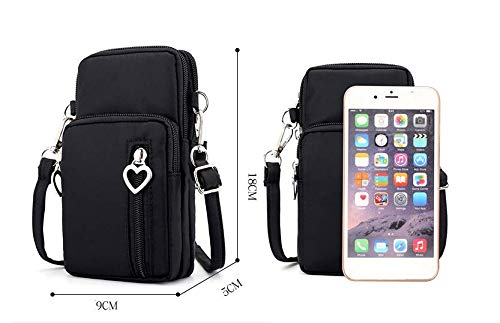 Voarge Messenger Schoudertas voor dames, 3 lagen, modieus, voor mobiele telefoon, hart, ritssluiting, armtas, hanger… - Image 3