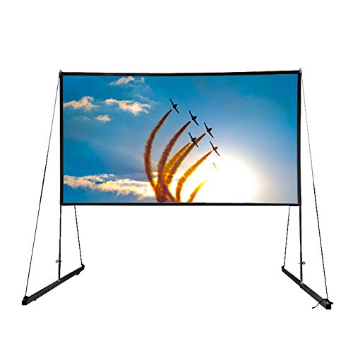 Pantalla de proyector con soporte portátil para proyector, pantalla de proyección de 150 pulgadas, pantalla de proyección para exteriores 16:9, pantalla de proyector HD con bolsa de transporte para