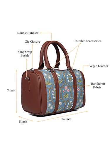 Image of ZOUK Printed Vegan Leather Handmade Women's Handbags with double handles and detachable Sling Strap