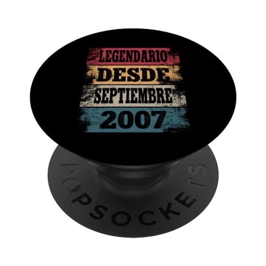 Legendario Desde Septiembre 2007 - Cumpleaños 17 Años PopSockets PopGrip Intercambiable