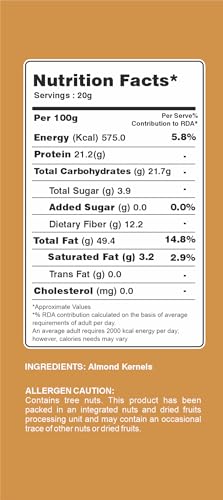 Image of TERSE Premium Natural Almonds 400g (Pack of 2) | Badam Giri, Healthy Snacks, Dry Fruits | Crunchy Nuts | High in Fiber | Rich in Protein | Magnesium | Phosphorus | Dietary Fibre | Zero Cholesterol