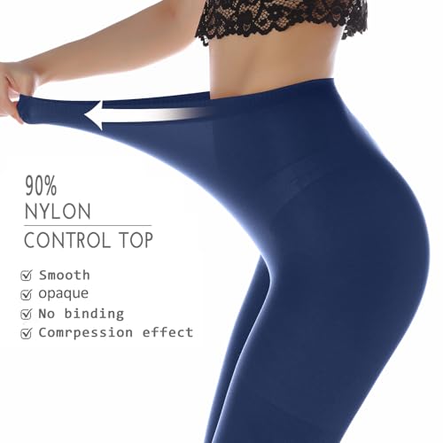 2 Pairs Opaque Tights For women 80D,Women's Soft Control Top Tights，Women's Solid Color Tights3