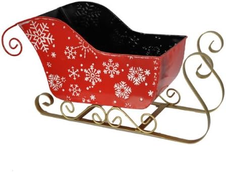 The Lucky Clover TradingSnow Flakes Sleigh Large 10 in Basket, Red
