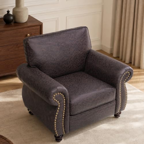 Image of Couchus 42 inchW Mid-Century Accent Chair, Single Sofa, Brown