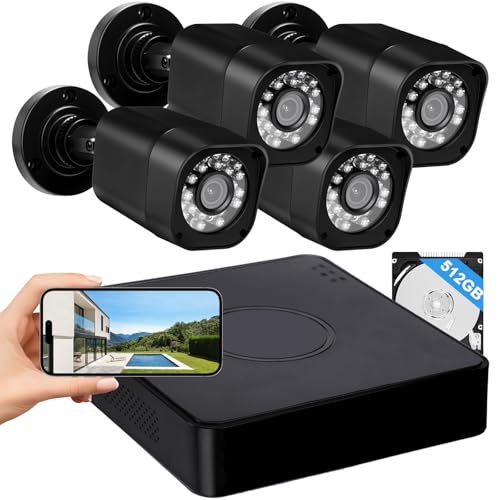4CH 1080P Wired Security Camera System, AIWIXEN CCTV DVR with