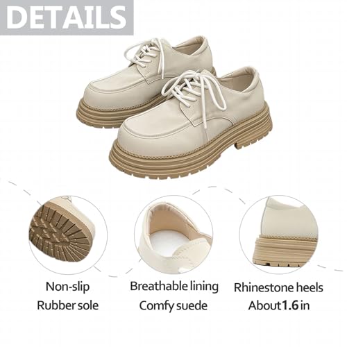 Mens Square Toe Leather Platform Oxfords Fashion Lace-Up Non-Slip Thick Lug Sole Dress Derby Shoes for Business Office Daily Casual3