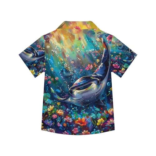 Image of PinUp Angel Funky Casual Hawaiian Shirt Kids Boys Girls Art Oil Painting Animal Pattern Short Sleeve Unisex Beach Shirt