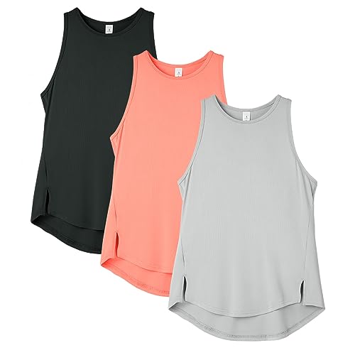 Débardeur entraînement femme icyzone, pack de 3 débardeurs de sport col montant fitness running