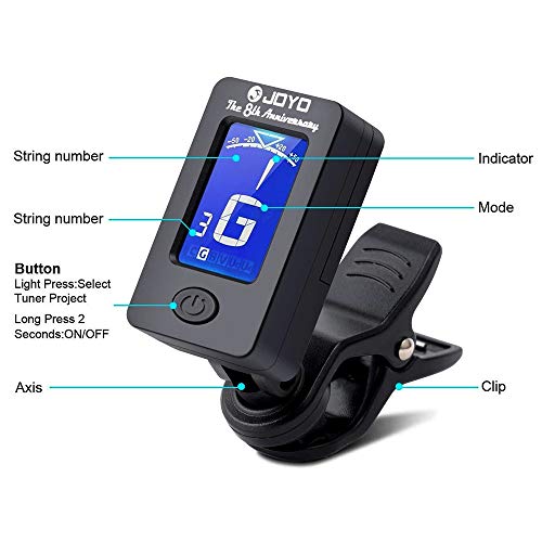 image for JOYO Guitar Tuner Clip on Digital Electronic Tuner for Guitar, Bass, U