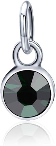 YJT 12 dijes de piedra natal para pulseras, collares, joyería, cristal de plata para mujeres y niñas, 0.236 pulgadas, Plata, Circonita Cúbica