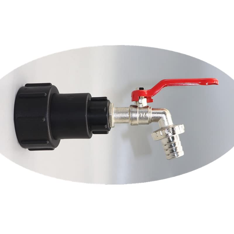 IBC Adapter, 1000L IBC Tank Ball Valve Universal Tap Outlet Tap, S60X6 Coarse Thread Rotating Hose Connection Replacement for IBC Container Water Tank Rain Barrel (3/4 Inch Alloy)