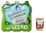 12 x San Benedetto Acqua Naturale Benedicta Ecogreen Easy 1 L, Oligomineral Natural Water PET Disposable Bottle + Italian Gourmet Polpa 400 g