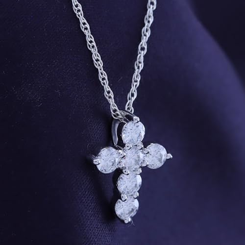 SAVEARTH DIAMONDS 1/2 Carat Round Cut Lab Created Moissanite Diamond Cross Pendant Necklace In 14K Gold Over Sterling Silver Jewelry For Women With 18" Chain (VVS1 Clarity, 0.50 Cttw)4