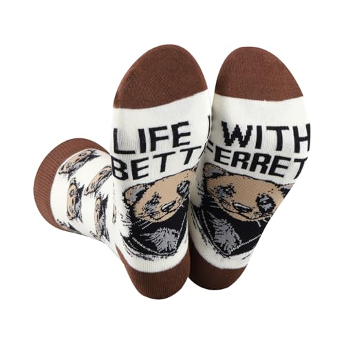 LEVLO Calcetines para hurones, regalo para amantes de los hurones, la vida es mejor con hurones, calcetines de animales, hurones, mercancía para propietarios, Calcetines hurones, Talla única LEVLO Calcetines para hurones, regalo para amantes de los hurones, la vida es mejor con hurones, calcetines de animales, hurones, mercancía para propietarios, Calcetines hurones, Talla única
