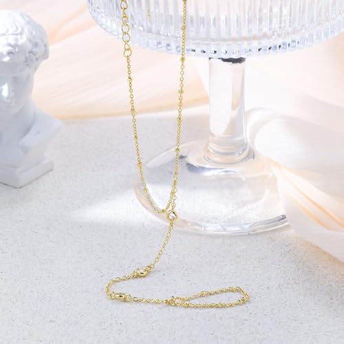 Bracelets for Women,14K Gold/Silver Plated Dainty Hand Chain Bracelets Trendy Ring Chain Bracelet Charm Gold Cuff Bangle Stackable Bracelets Fashion Body Jewelry Adjustable Waterproof Gifts for Her 6