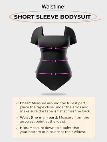 WAISTLINE Women's Short Sleeve Bodysuit - Seamless Tummy Control Shapewear - Body Sculpting & Shaping T Shirt