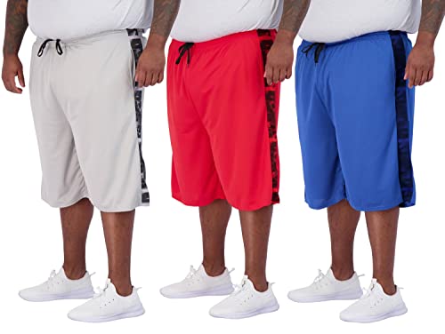 Image of Real Essentials Men's Big & Tall 3-Pack Dry Fit & Mesh Active Athletic Perfomance Shorts (3X-5X)
