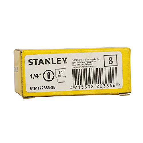 Image of STANLEY STMT72885-8B 1 /4-inch 14mm Chrome Vanadium Steel 6 Point Standard Socket (Silver)