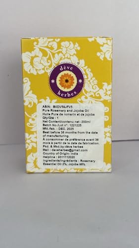 Huile de romarin et de jojoba or liquide d'origine pure pour cheveux ternes 200ml