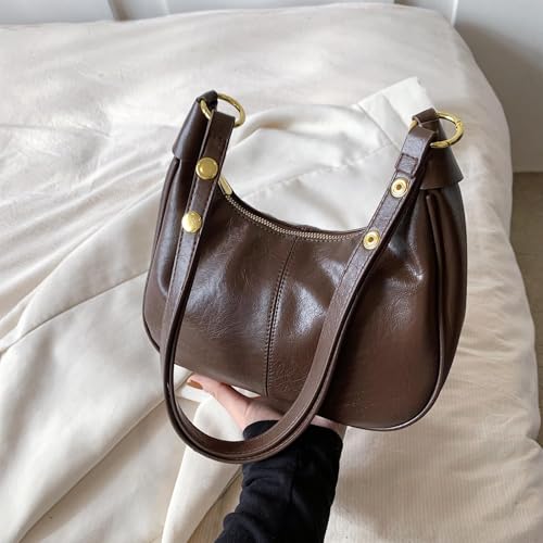 Shoulder Bags for Women Small Hobo Bags Crescent Shaped Cute Retro Tote Handbag Mini Clutch Purse with Zipper Closure3